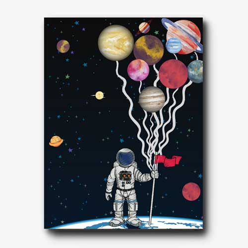 Space man with balloons | free usa shipping | WallArt.Biz