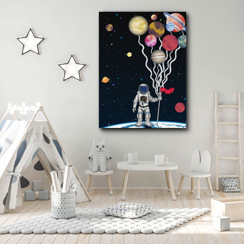 Space man with balloons| Nursery Wall Art | free usa shipping | WallArt.Biz