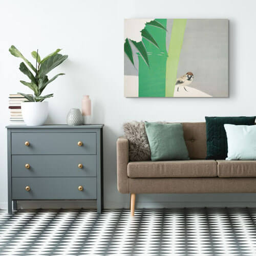 Sparrow living room wall art by Kamisaka Sekka | FREE USA SHIPPING | WallArt.Biz