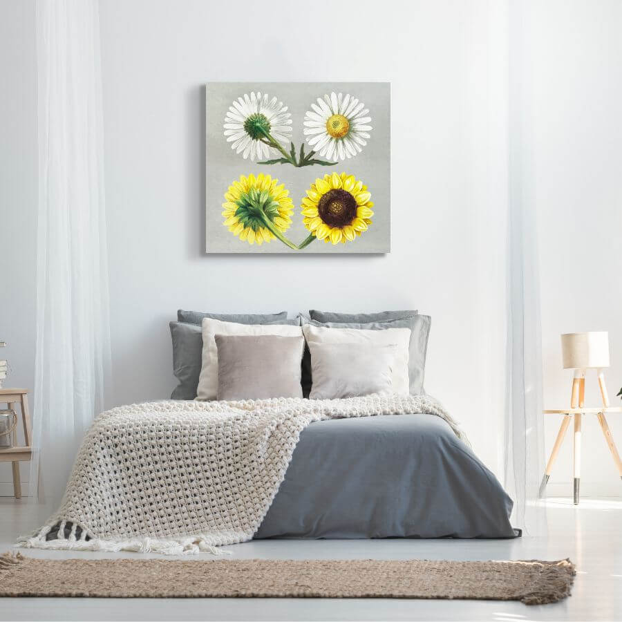 Sunflower &amp; Daisy bedroom canvas Print | FREE USA SHIPPING | www.wallArt.Biz
