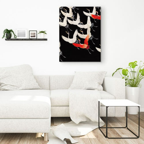 Flying Cranes Living Room Artwork | FREE USA SHIPPING | WallArt.Biz